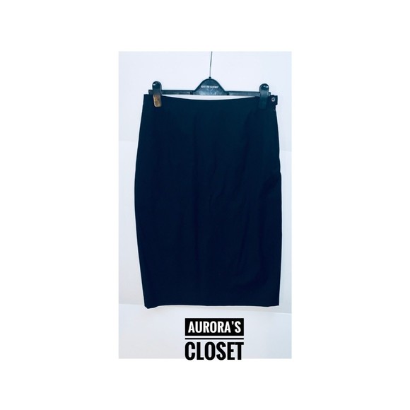 VTG Burberry 48 Black Super Wool Pencil Skirt Knee Midi US 14 Italy 80's $1200 - Picture 1 of 4
